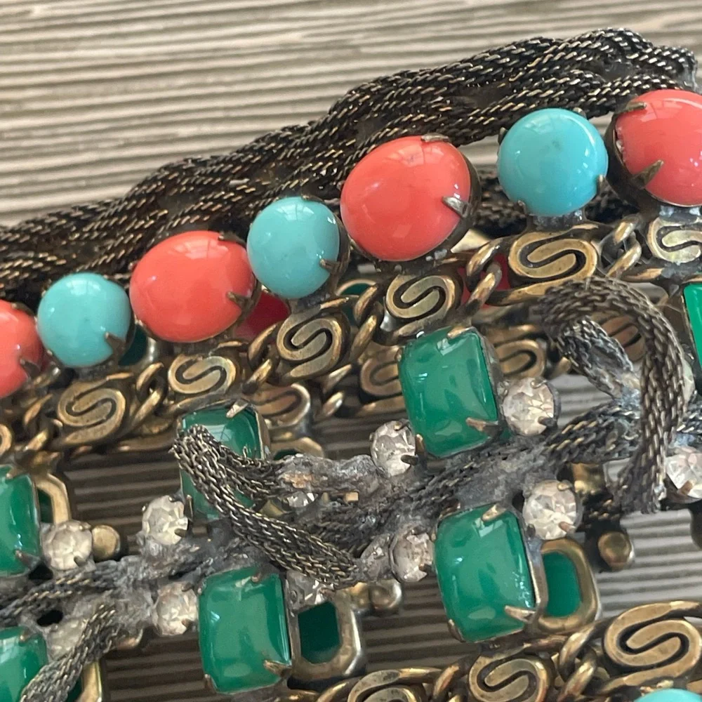 Kenneth Jay Lane Vintage 1960s Bejeweled Belt in need of TLC - Picture 3 of 4